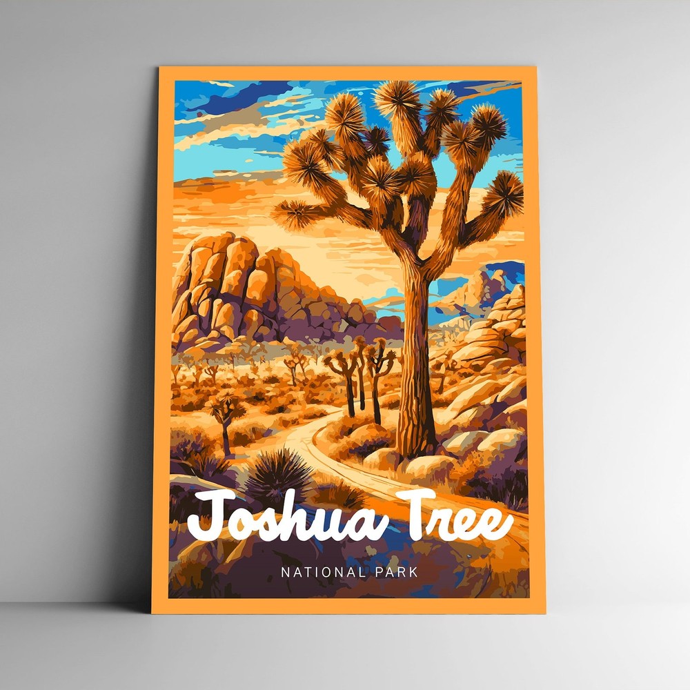Joshua Tree National Park Poster Vintage Travel Art Print California Wall Decor
