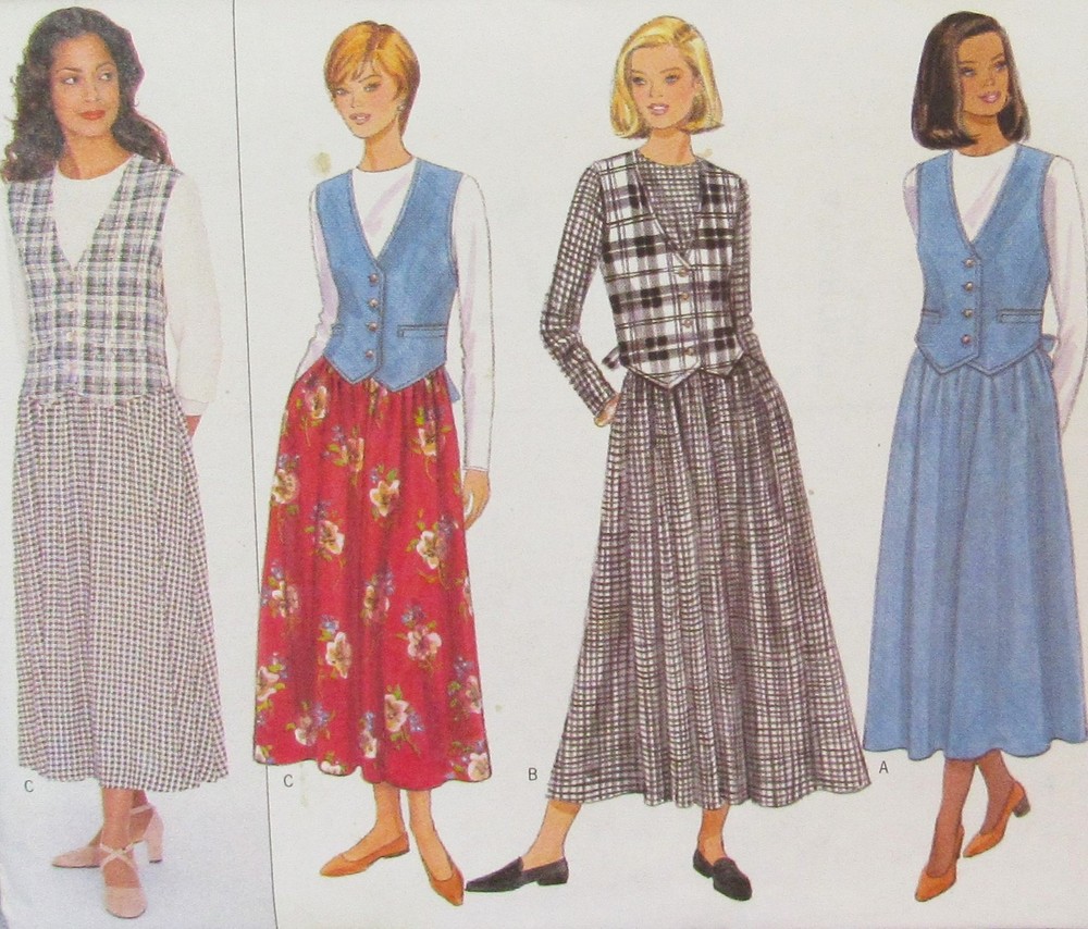 Vintage Butterick 4291 Womens 12-14-14 Casual Modest Midi Dress 90s Pattern UNCT