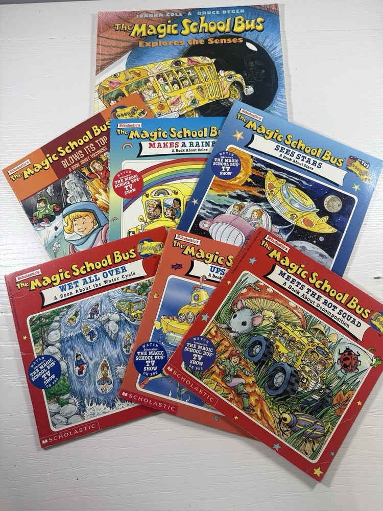 Vintage Magic School Bus Book Lot 7 Scholastic 90s Kids Science Books PB