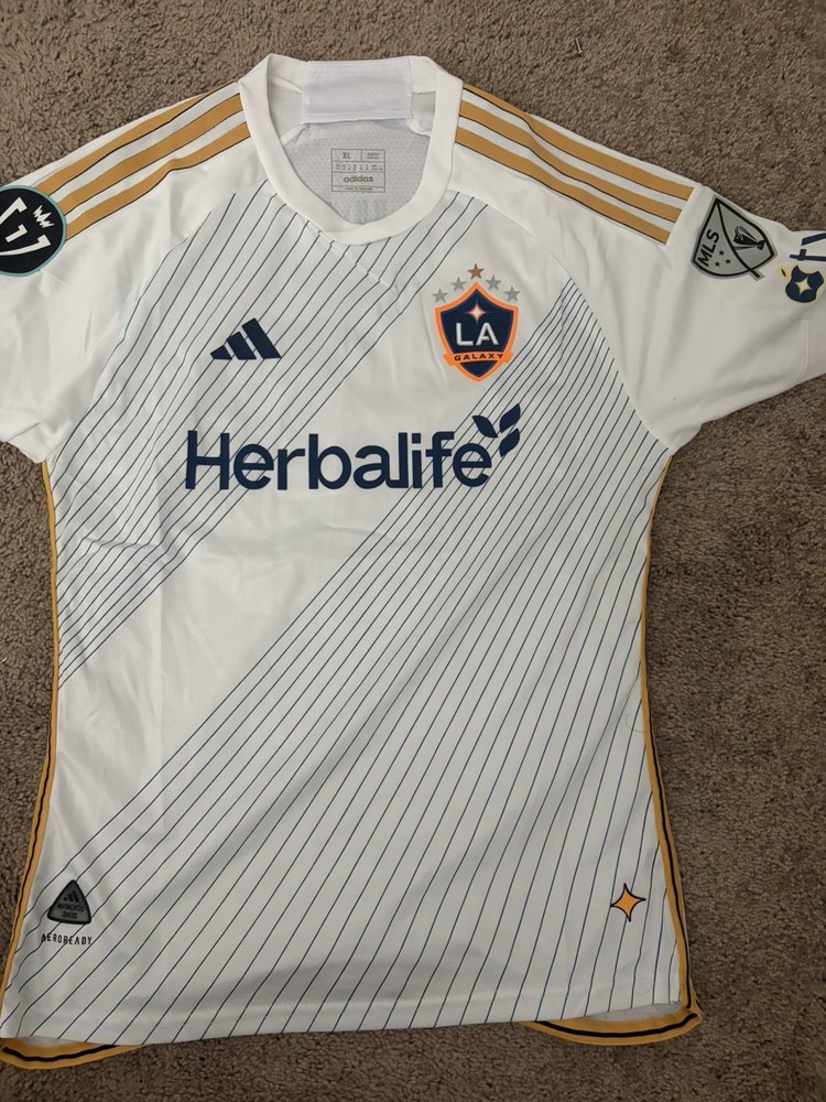 adidas LA Galaxy Riqui Puig #10 MLS Soccer Jersey Men’s XL White/Gold/Navy