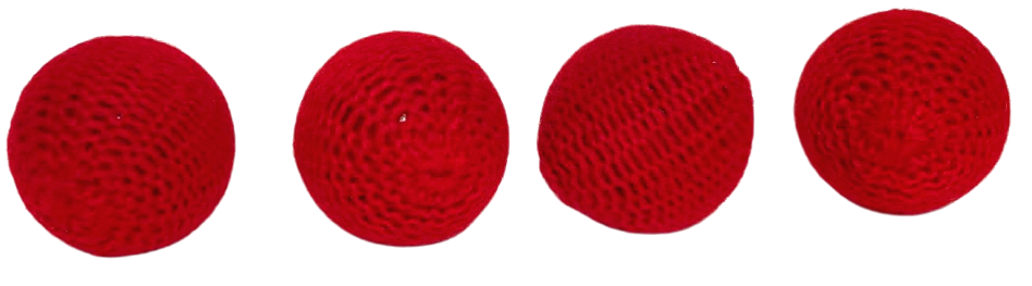 4 RED CROCHETED MAGIC BALLS For Cup & Balls Trick Prop Set Crochet 1