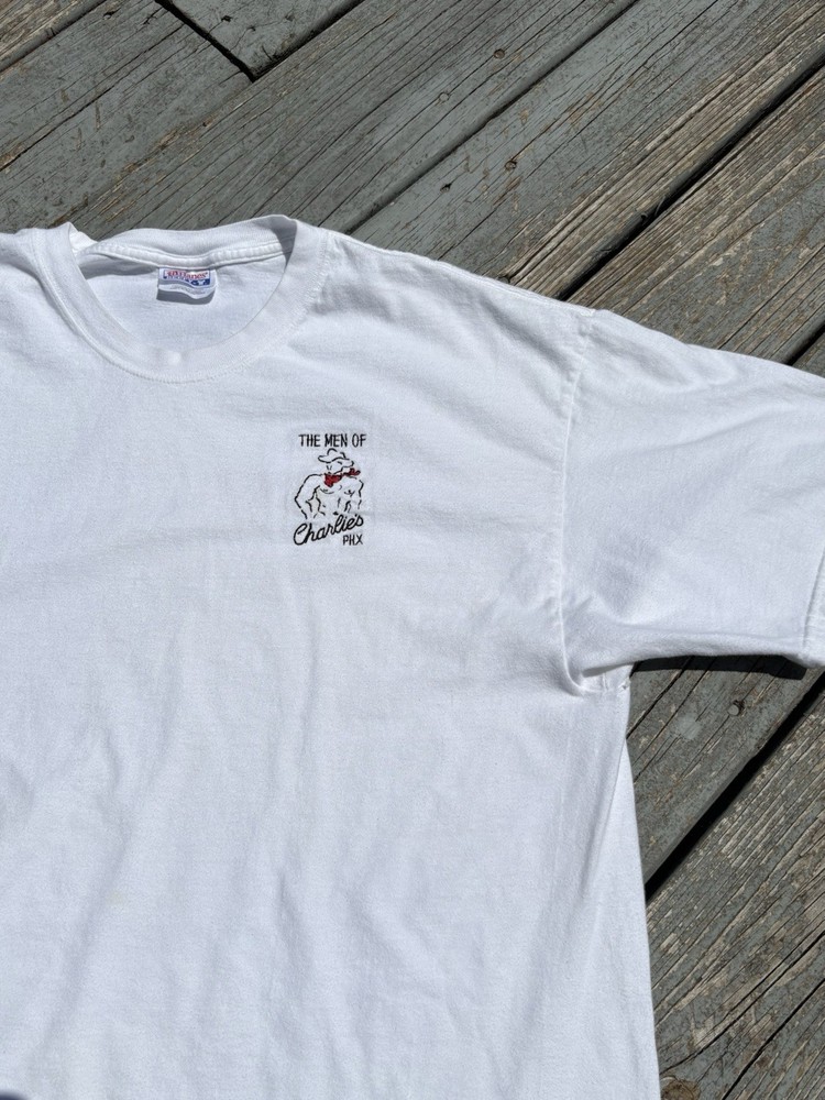 Vintage The Men Of Charlie’s PHX LGBTQ Gay Club 90s Hanes Tee Shirt White XL Y2K