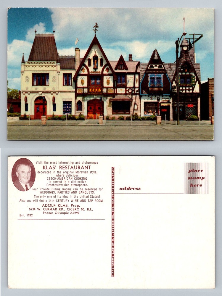Cicero, IL-Illinois, Klas Restaurant Czech American Cuisine Vintage Postcard