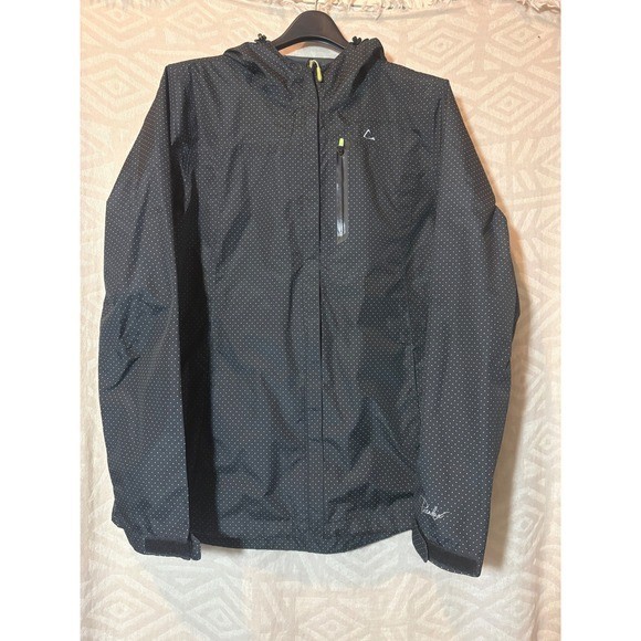 Paradox Women's Polka Dot Rain Jacket Hooded Lightweight Black Size M