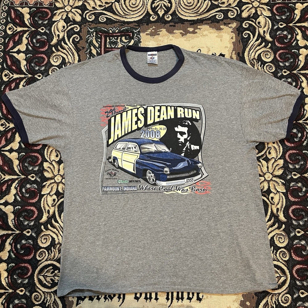 Vintage 2008 James Dean Run 29th Annual Car ShowRinger T-Shirt XL