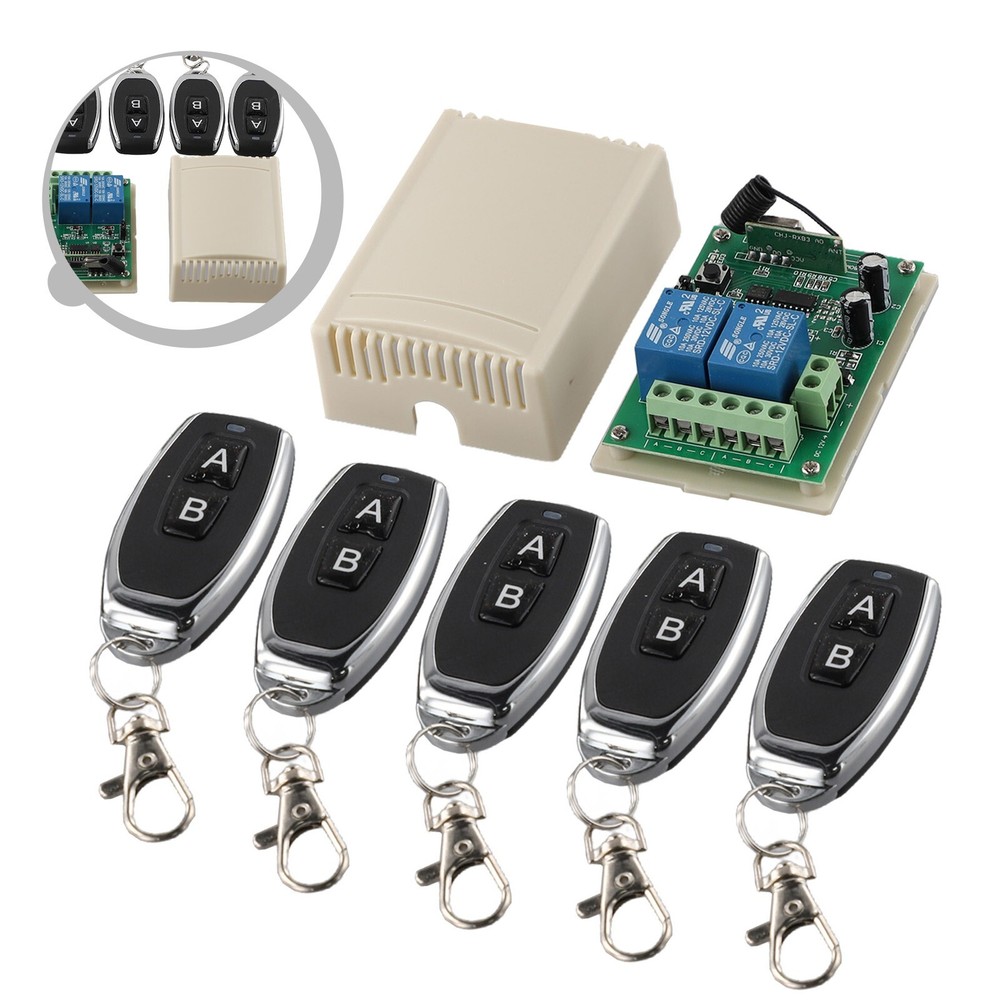 2CH Relay Wireless Remote Control Switch Door Opener 5* Transmitter+Receiver Set
