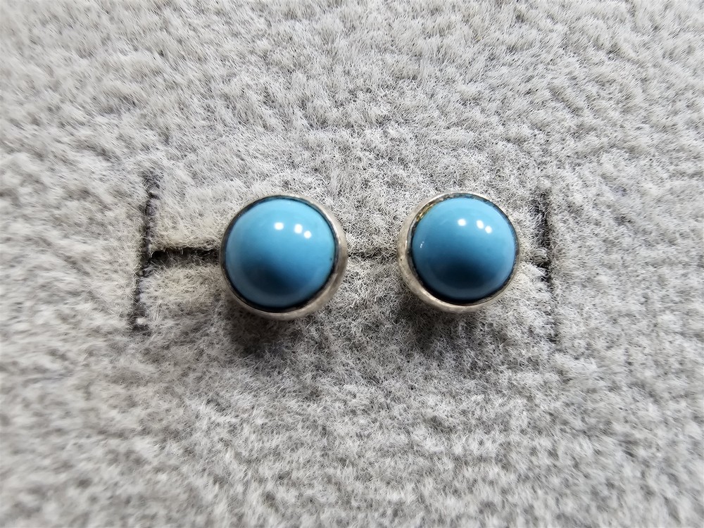 Grandma Grabe's Beautiful Vintage 925 Sterling Silver Turquoise Stud 1G Earrings