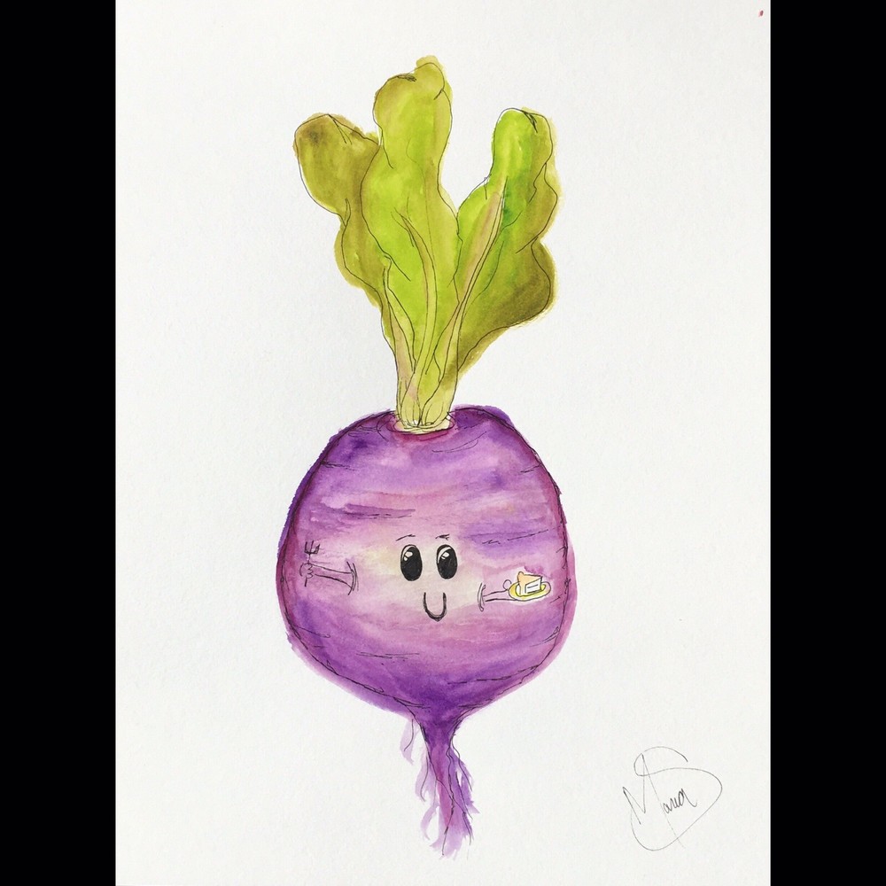 Maria Scalf Beet Food Vegetable Kitchen Decor Watercolor 9x12 ORIGINAL PAINTING
