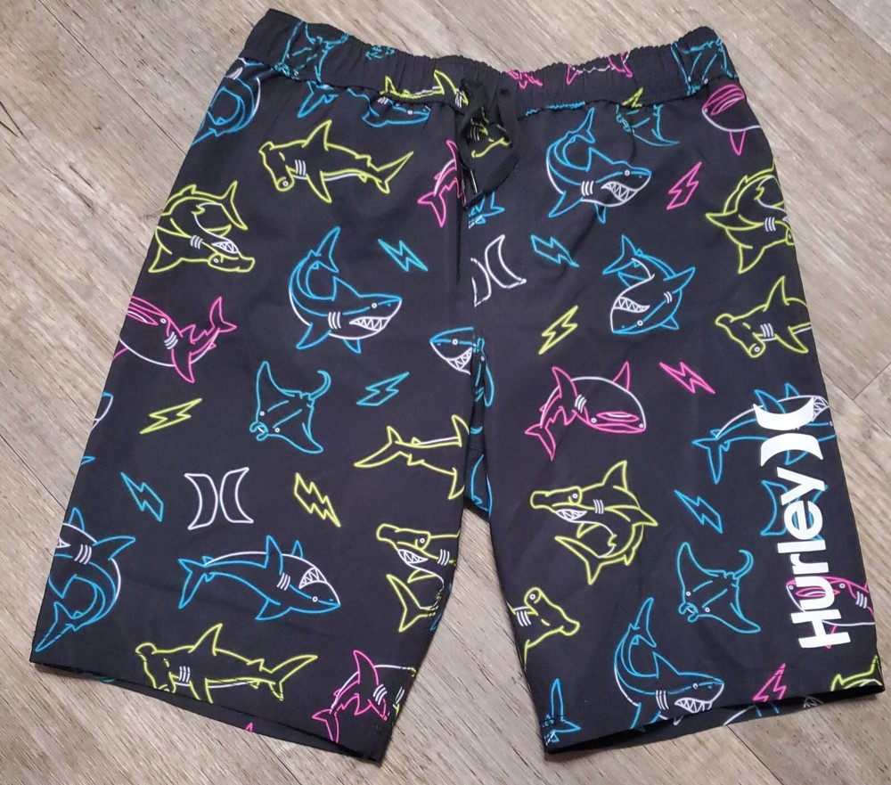 Boys size 10/12 Hurley Shark Swim Trunks NWOT
