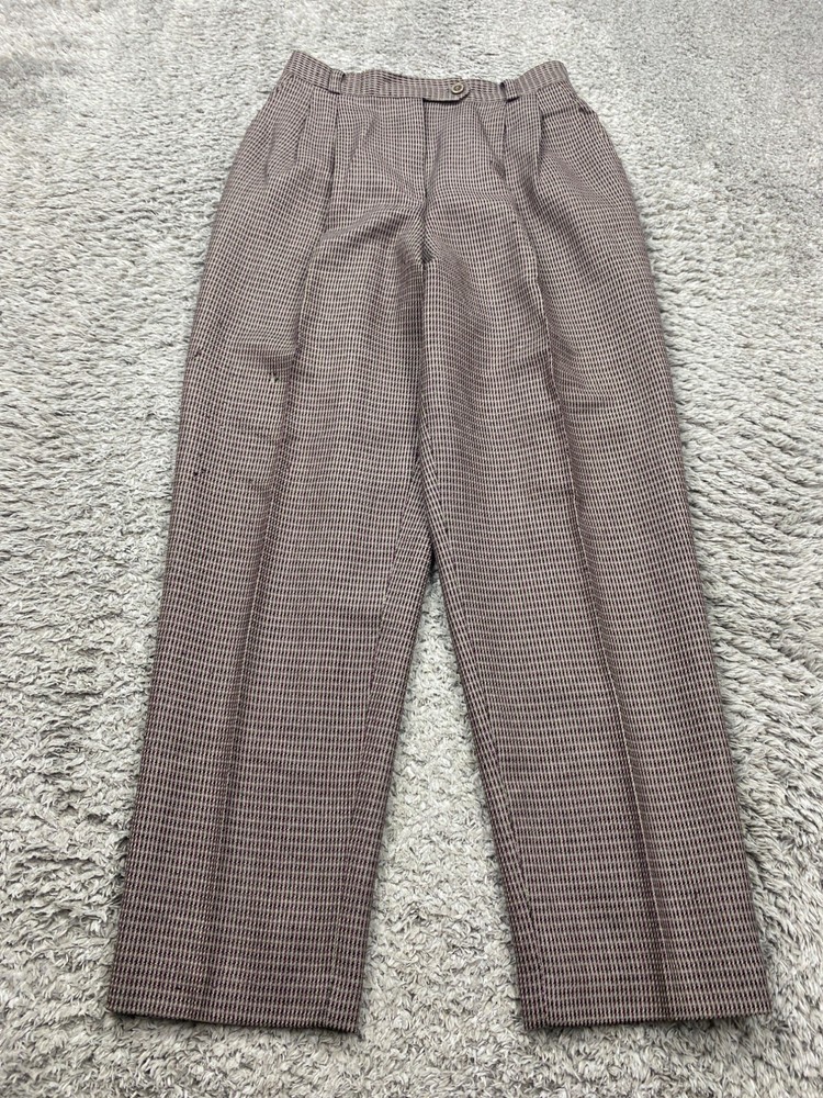 Vtg Breckenridge Pants Women 10 Brown Wool Tweed Pleated High Rise Trousers