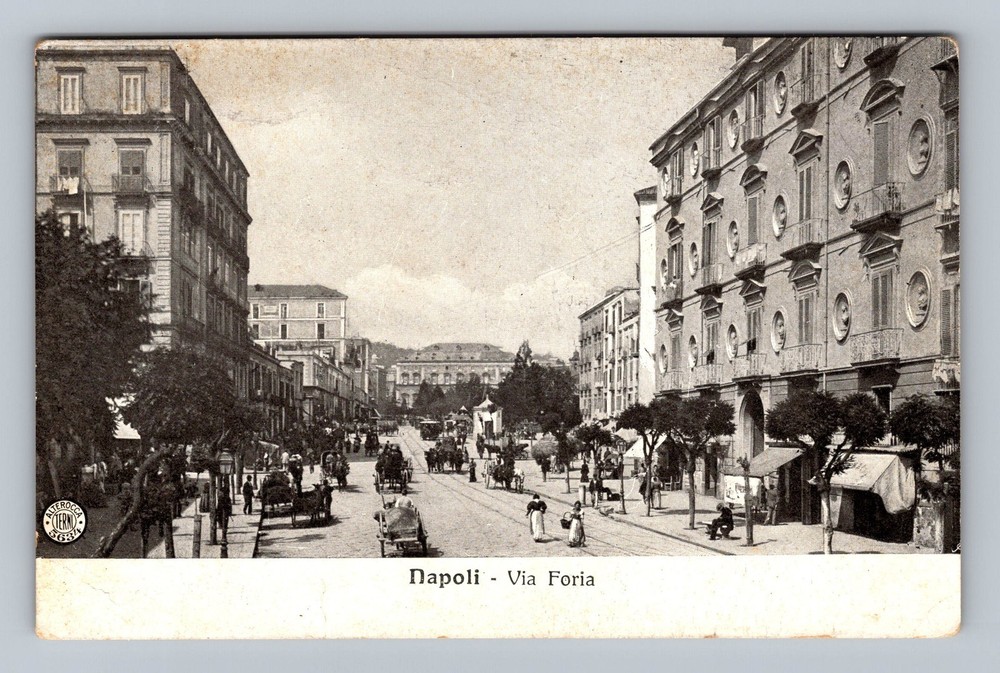 Italy- Naples View Of Foria Street Souvenir Postal Old Card PC Vintage Postcard