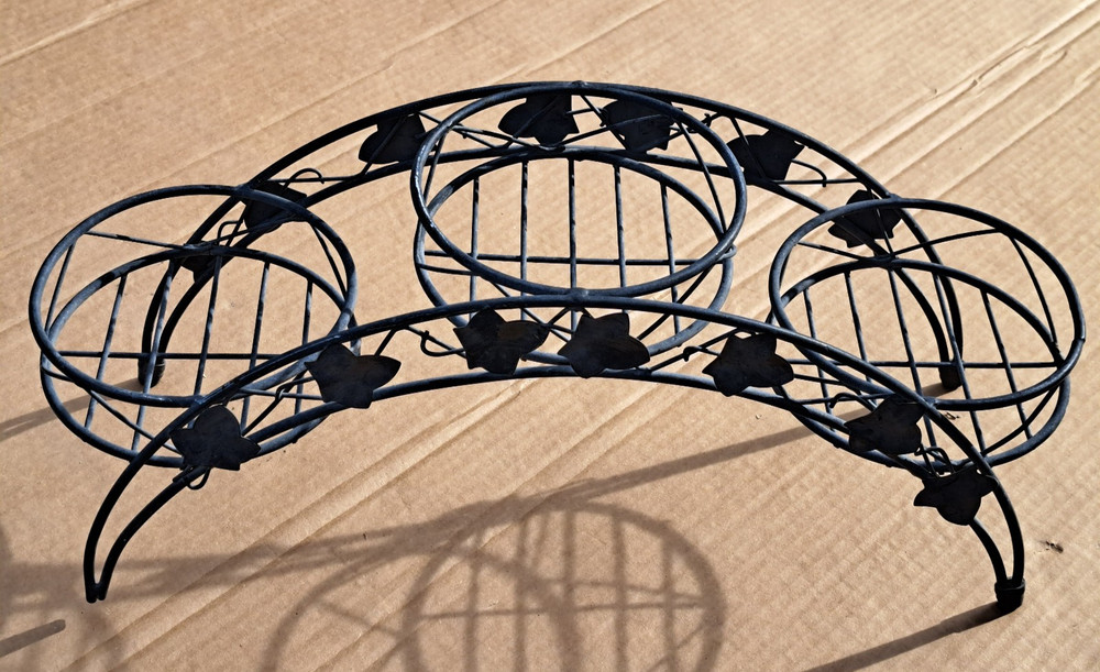 Black Metal Arch Plant Flower Stand 3 Position, Garden Decor, Pot Holder Shelf