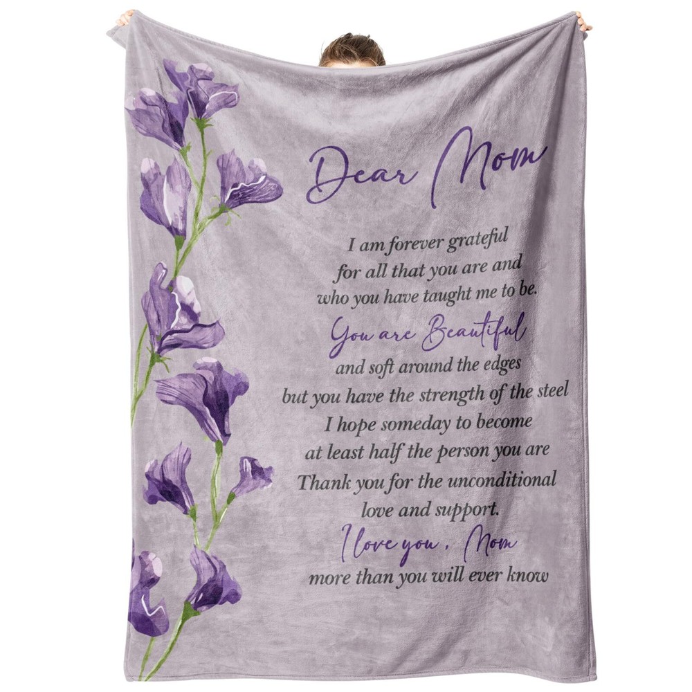Gifts for Mom - Mom Blanket Printed with Letter and Flowers Mom Birthday Gift...