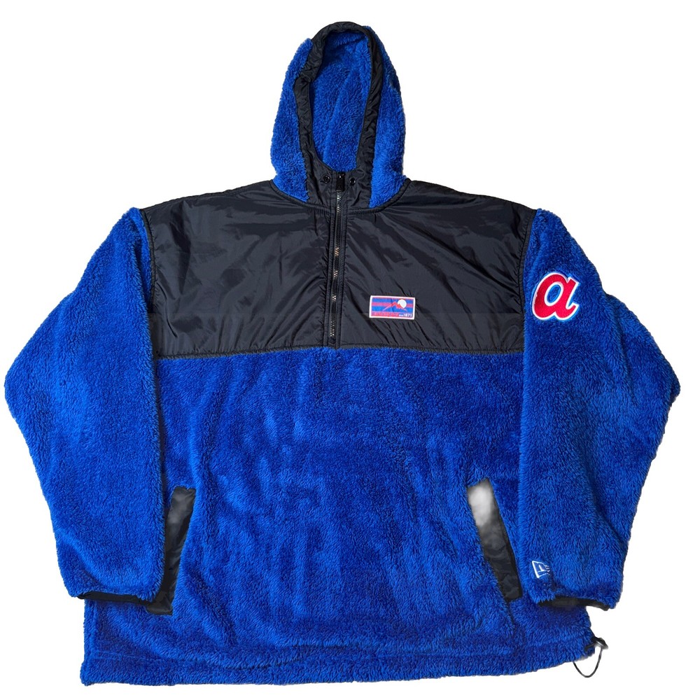 New Era Atlanta Braves Cooperstown Collection Blue/Black 1/4 Zip Fleece Hoodie