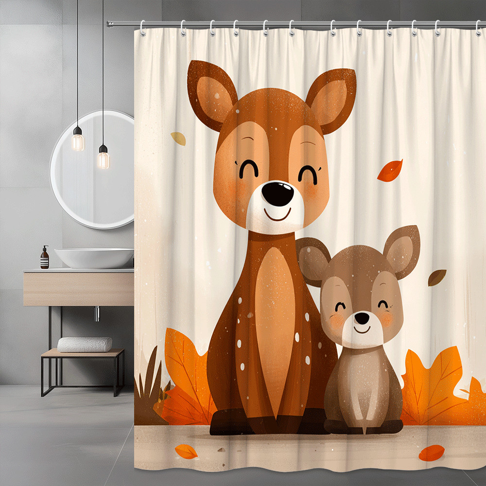 Cute Deer Autumn Shower Curtain Fall Forest Print