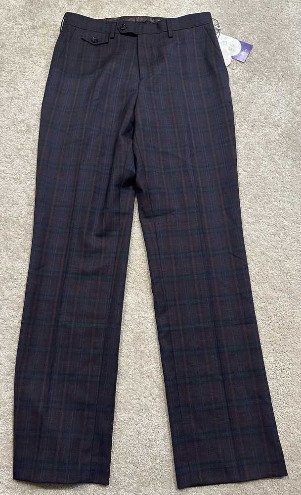 Tayion By Montee Holland Pants Mens 30x32 Burgundy Black Dress Easy Options