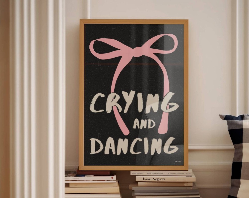 Crying Dancing Print Retro Wall Art Quote Art Print Trendy Wall Art Dorm Room