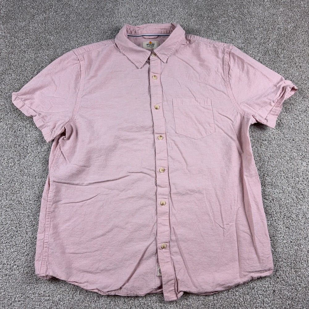 Marine Layer Shirt Mens Large Pink Better Than Linen Button Up Lightweight