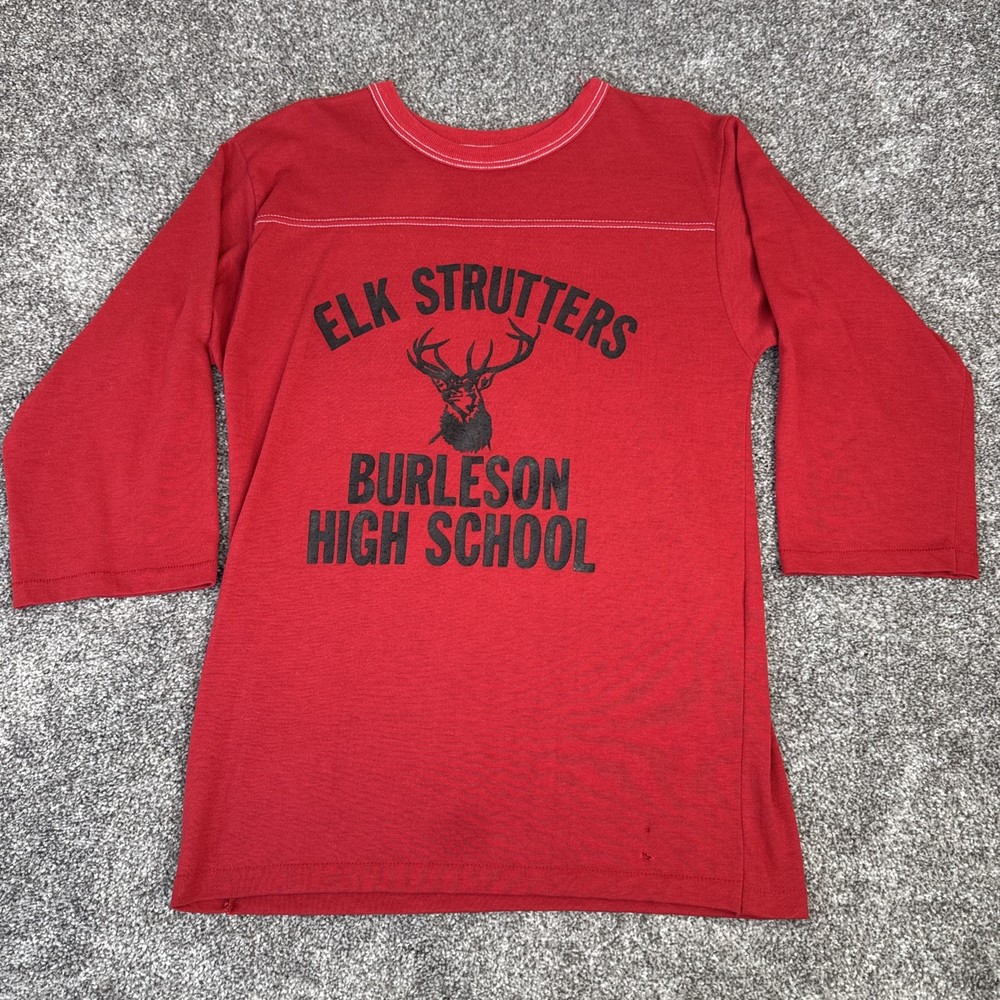 VTG Texas High School Shirt Mens Medium Red 70s 80s Jersey Tee Single Stitch