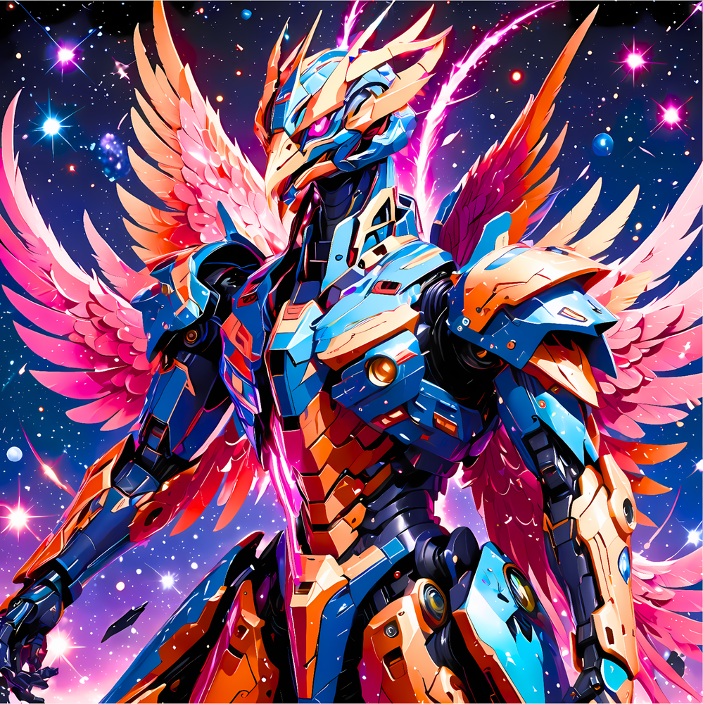 Peacock Sci-Fi Space Galaxy Mech Anime AI Glass Wall Art Poster 12x12