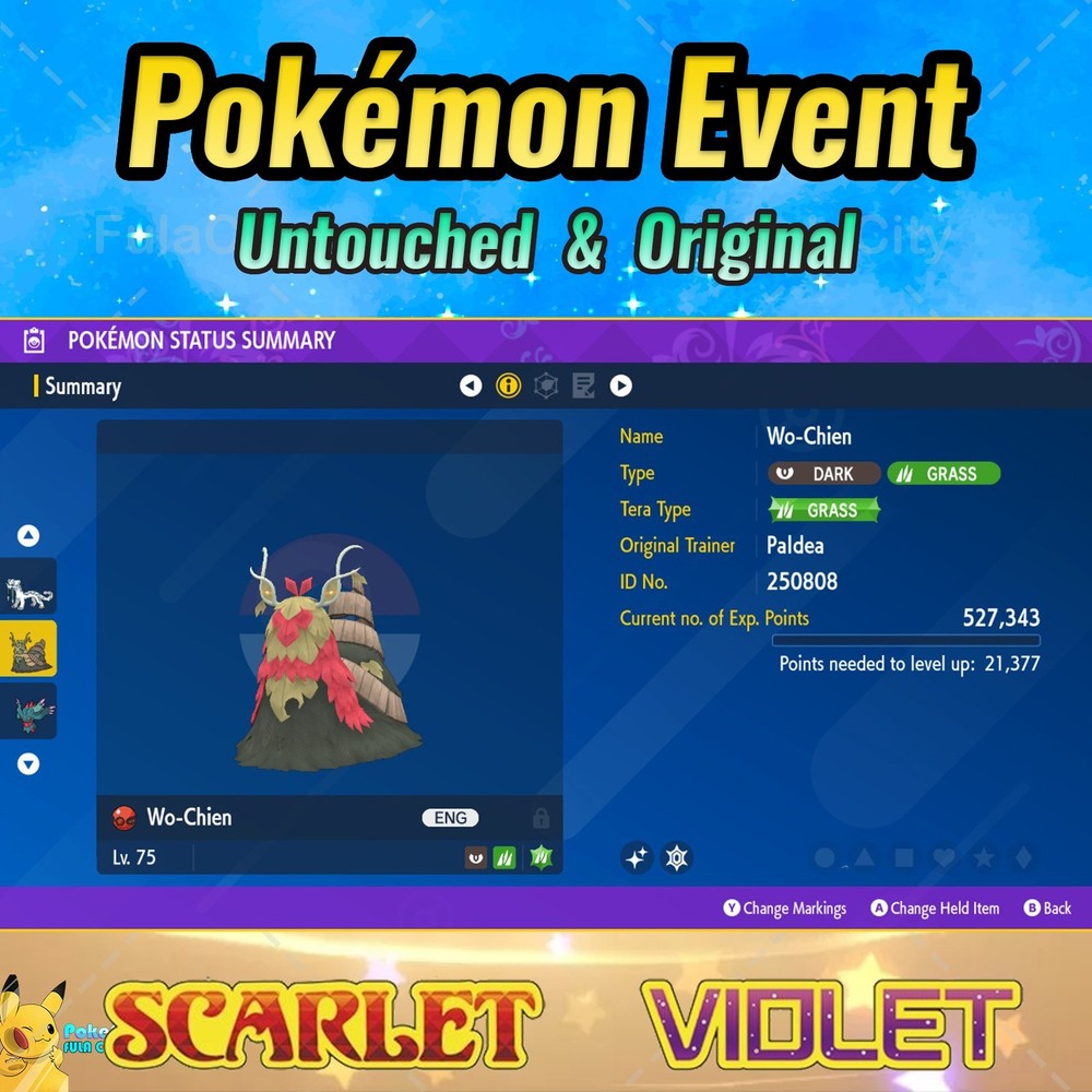 ✨ Shiny Wo-Chien 🟣Event Paldea Gift ❤️ Pokémon Scarlet Violet 💜