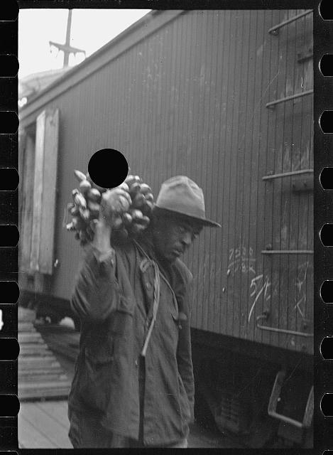 Photo:Mobile Alabama 1937 Unloading Bananas at Dock Bananas Freight Worker