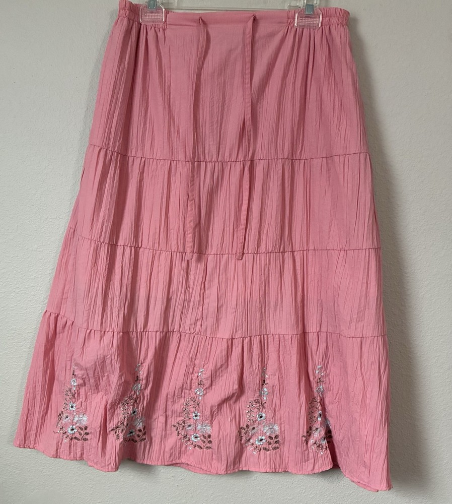Kommotion Pink Women’s Mid Length Skirt With Flowers Size Large