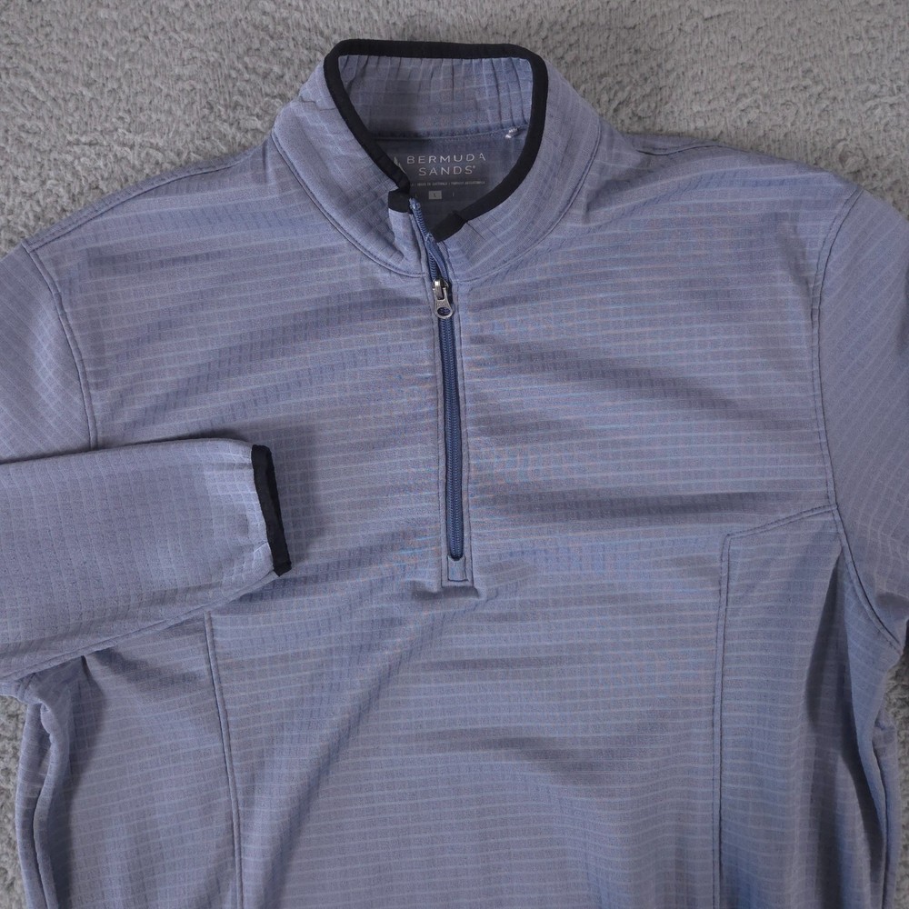 Bermuda Sands Pullover Mens Large Gray 1/4 Zip Textured Thermal Outdoor Golf