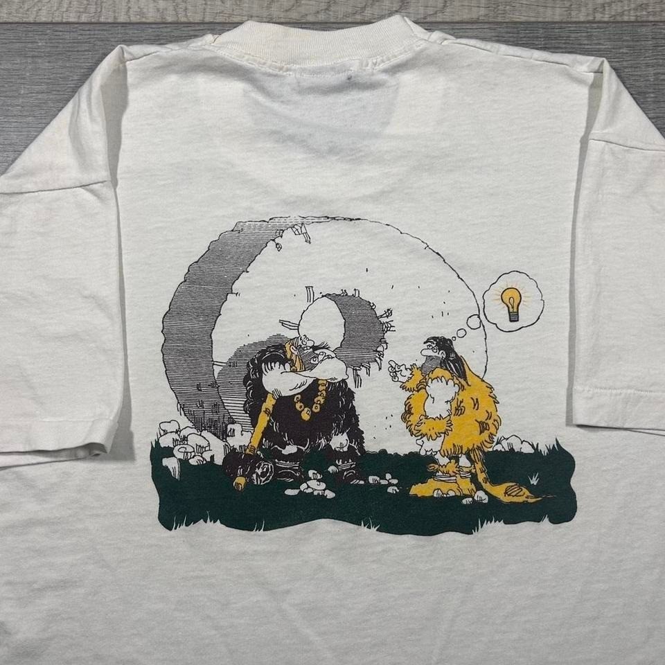 Vintage 90s single stitch cave man obscure science T-shirt, size large