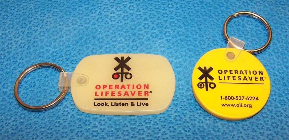 2 Operation Life Saver, Norfolk Southern RR Keychain, Vintage Railroad Key Ring