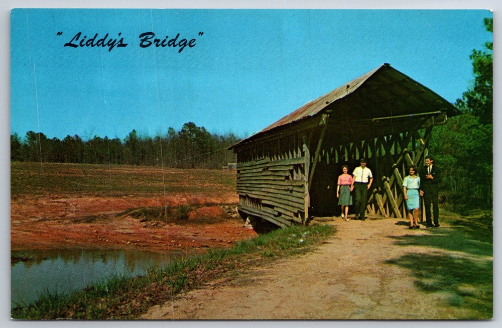 Cullman Alabama~Liddy's Bridge @ Liddy's Lake~Vintage Postcard