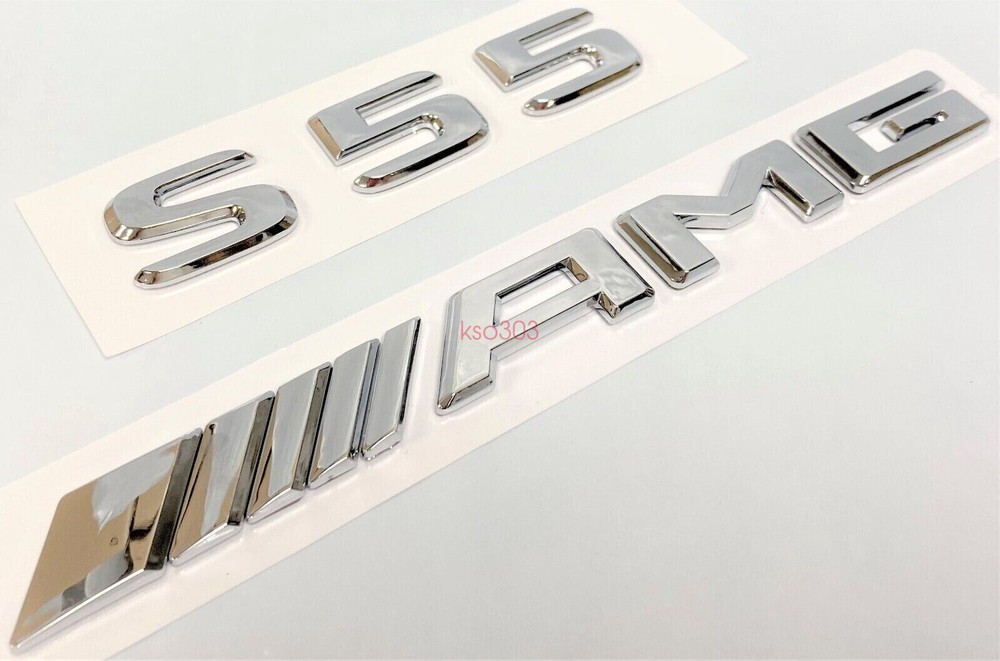 CHROME S55 + AMG FIT MERCEDES S55 REAR TRUNK NAMEPLATE EMBLEM BADGE DECAL