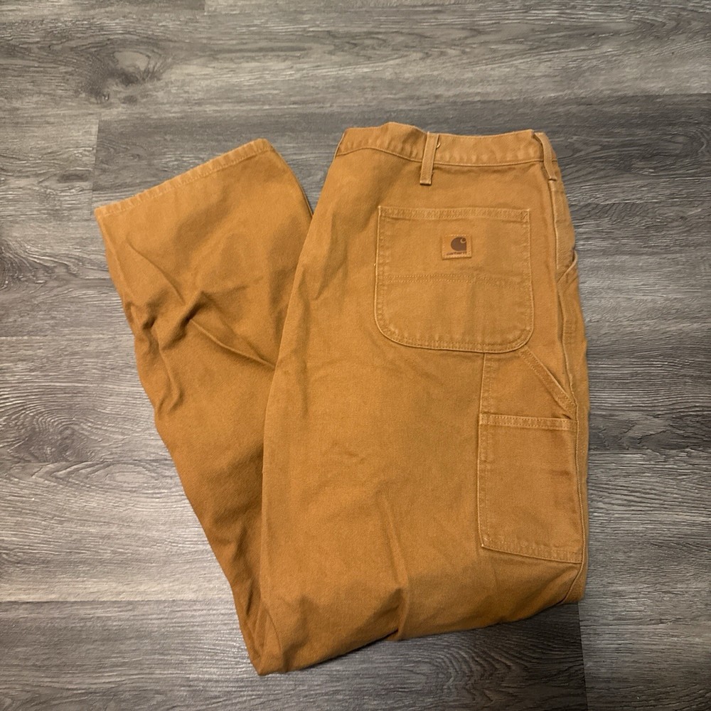 Carhartt B11 BRN Dungaree Carpenter Pants for Men 42x32 Faded Workwear