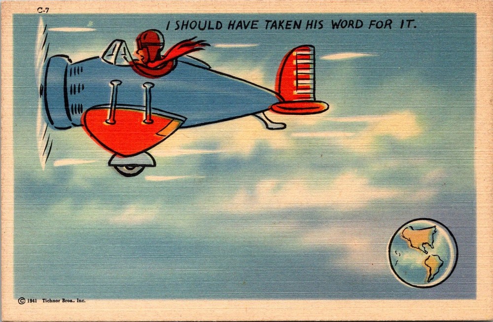 Postcard Airplane Illustration I Should Have Taken His Word