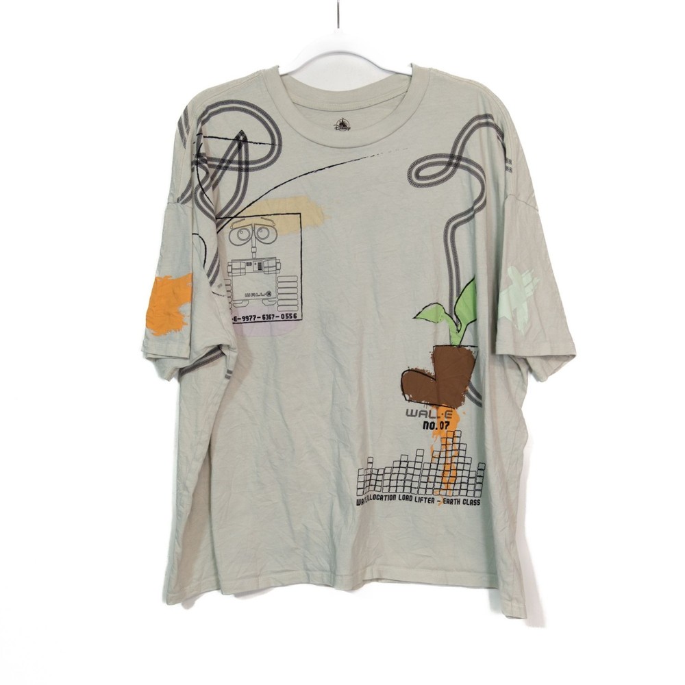 Disney Size XL Wall-E Graphic T-Shirt With Abstract Design Beige Mens-image