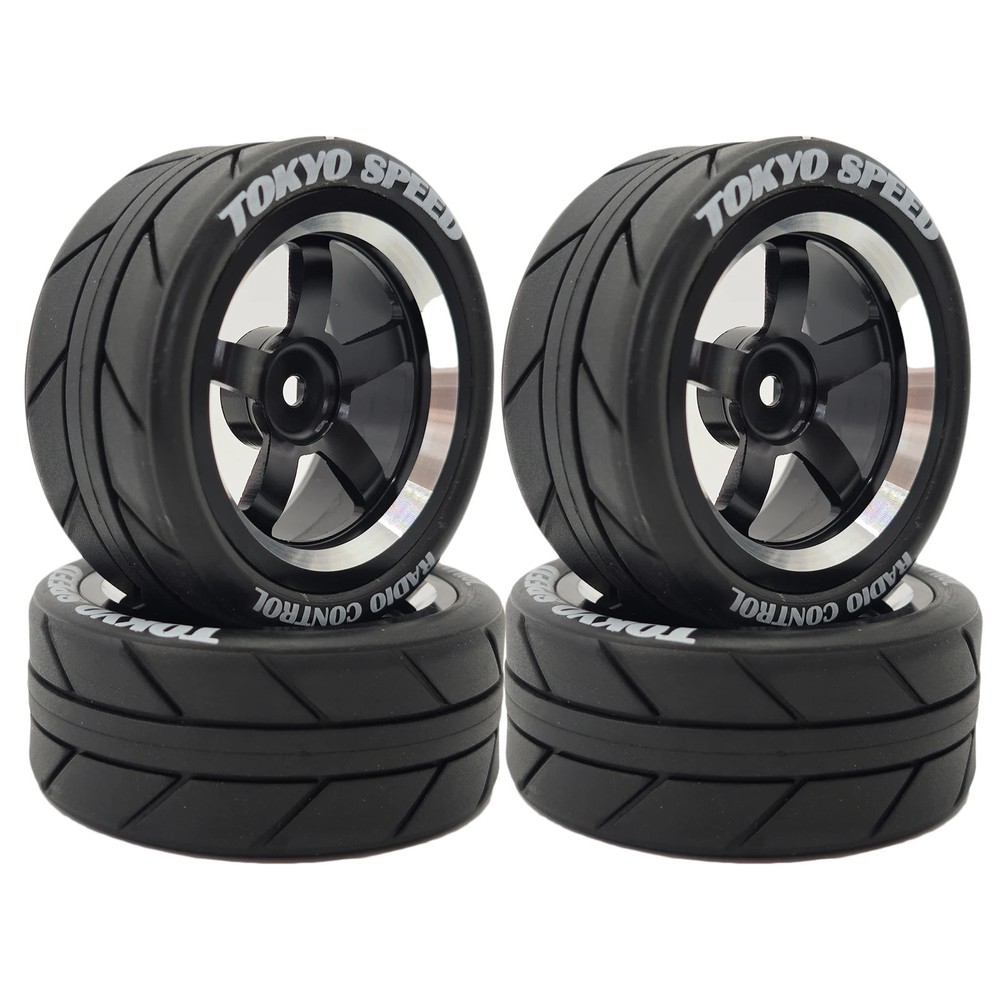1/10 RC Racing Tires Metal Wheel Rims Hub12mm Hex for 1:10 RC On Road Car Tamiya