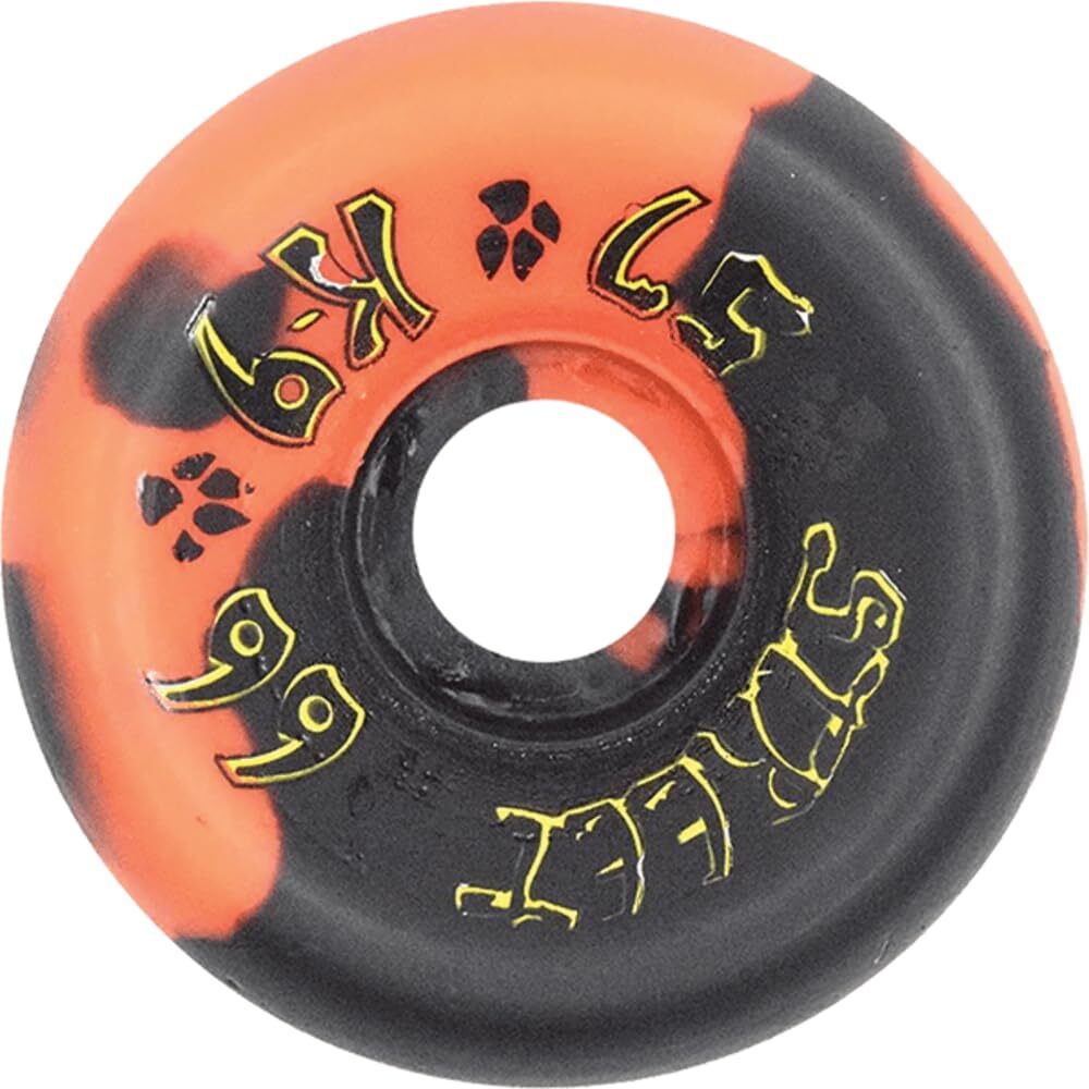DogTown K-9 80's Street 57mm 99A Black/Orange Swirl Skateboard Wheels (Set of 4)