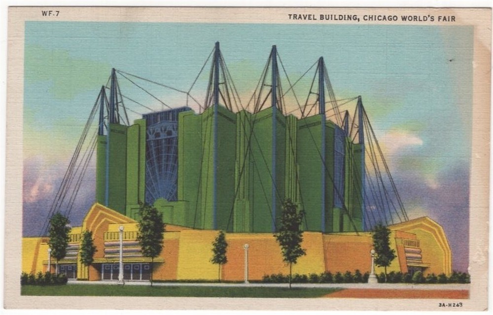 Chicago Worlds Fair Travel Building 1933 Il Vintage Postcard Illinois