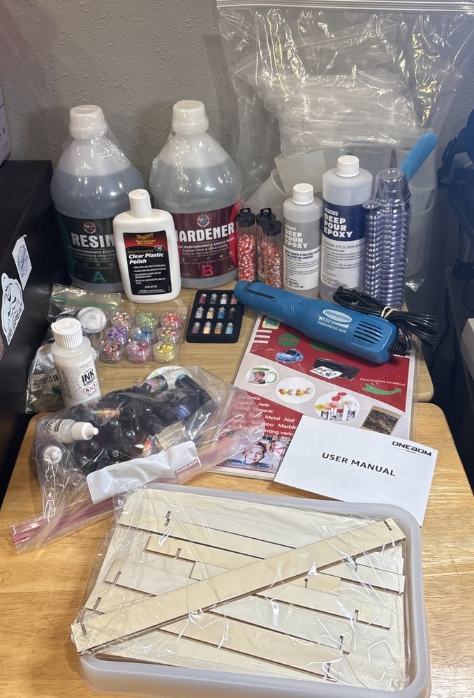 Resin Molding Kit - Crafting (Ink, Epoxy, Cups, Mixers, Decorations, Polish Lot)