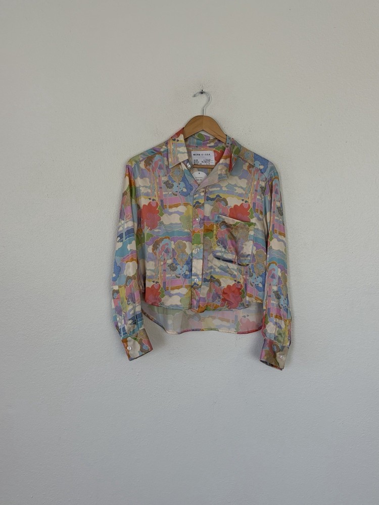 Cissa Wear Cissa Made In LA 100% Silk Blouse XS Psychedlic Print The Belle