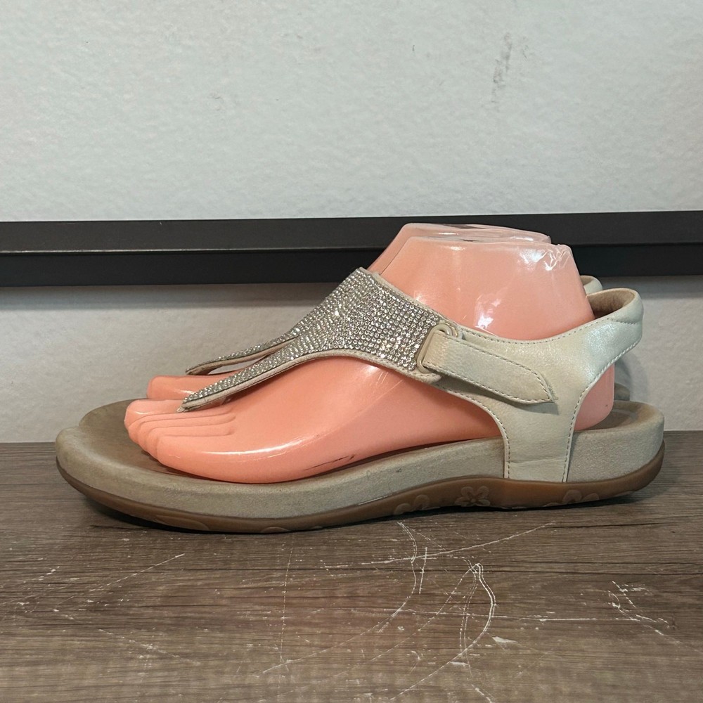 Aetrex Kelly Sparkle Women’s Sandals Shoes Size 10 Silver/Beige