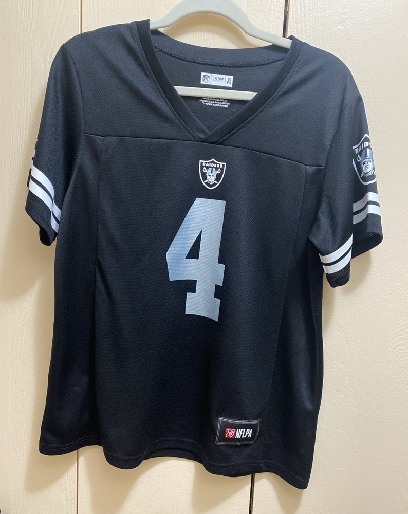 NFL Team Apparel Oakland Raiders # 4 Derek Carr Jersey Size L Black Pull Over