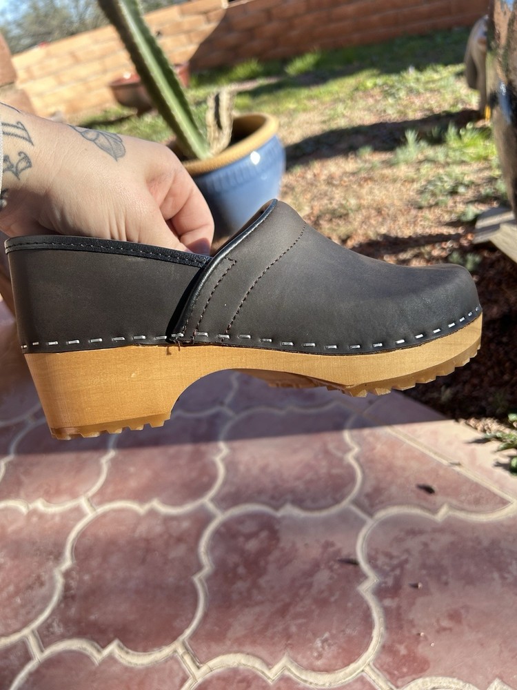 Bjork By Klagn Tindra Closed Wooden Clogs Oiled Brown Swedish Comfort Size 37