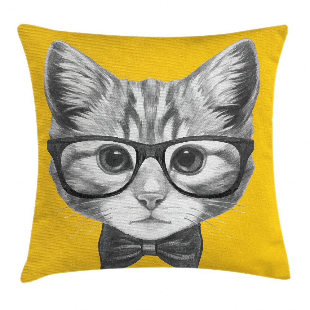 Hipster Kitten Cat Animal Square Pillow Case 24 Inch Cushion Cover Baby Design