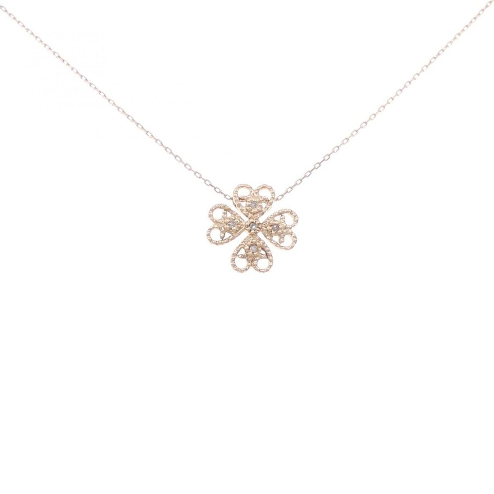 Authentic K10PG Clover Diamond Necklace 0.02CT  #230-000-006-3448