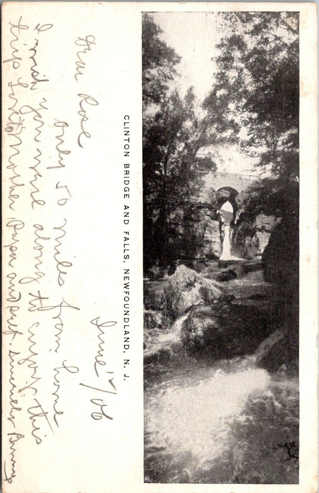 Clinton Bridge and Falls, Newfoundland NJ Undivided Back Vintage Postcard C53
