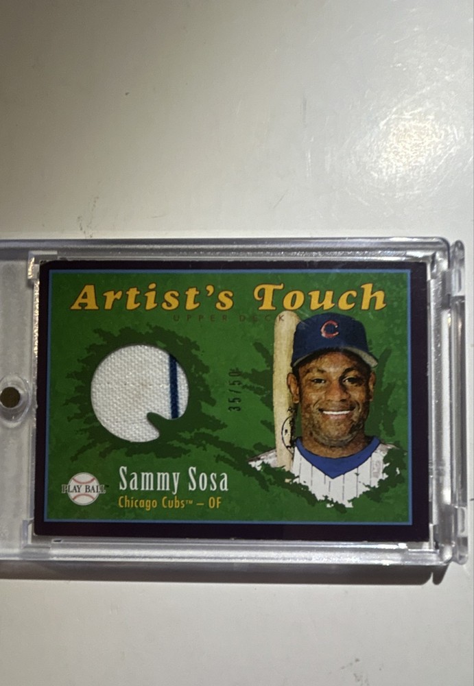 2004 Upper Deck Play Ball Artists Touch Sammy Sosa Game-used Jersey #35/50pinstr