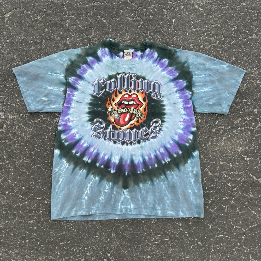 Vintage Rolling Stones Tattoo You Tye Dye Shirt Single Stitch XL