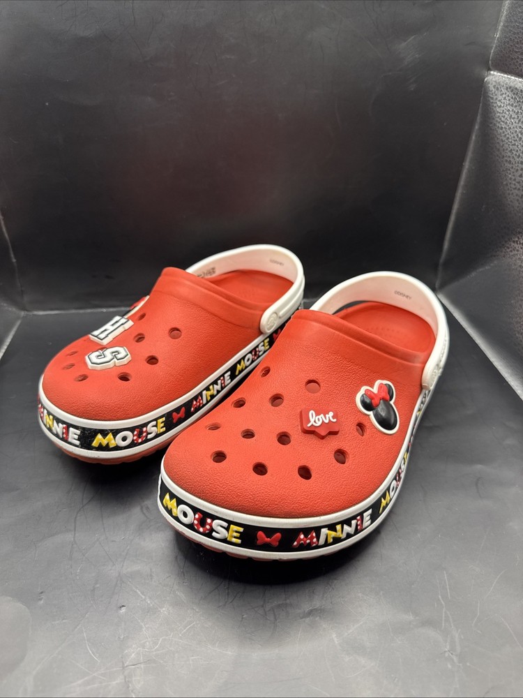 Disney Parks X Crocs Womens Size 7 Red Croc Band Minnie Mouse III Clogs Shoes