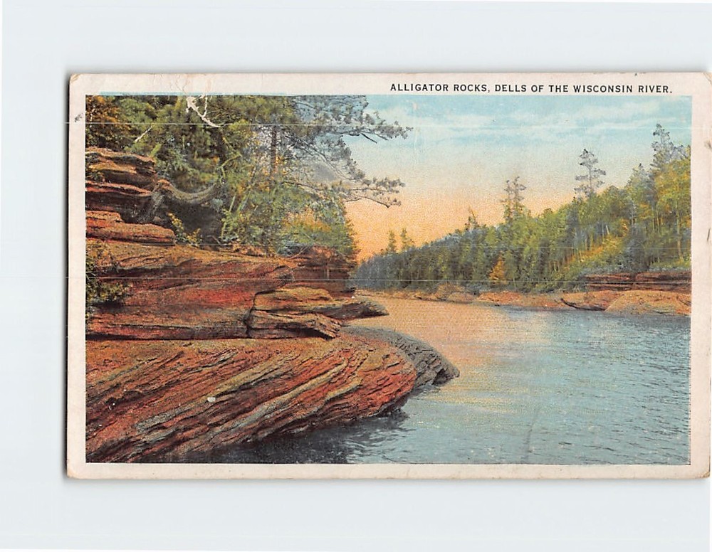 Postcard Alligator Rocks Dells of the Wisconsin River Wisconsin USA